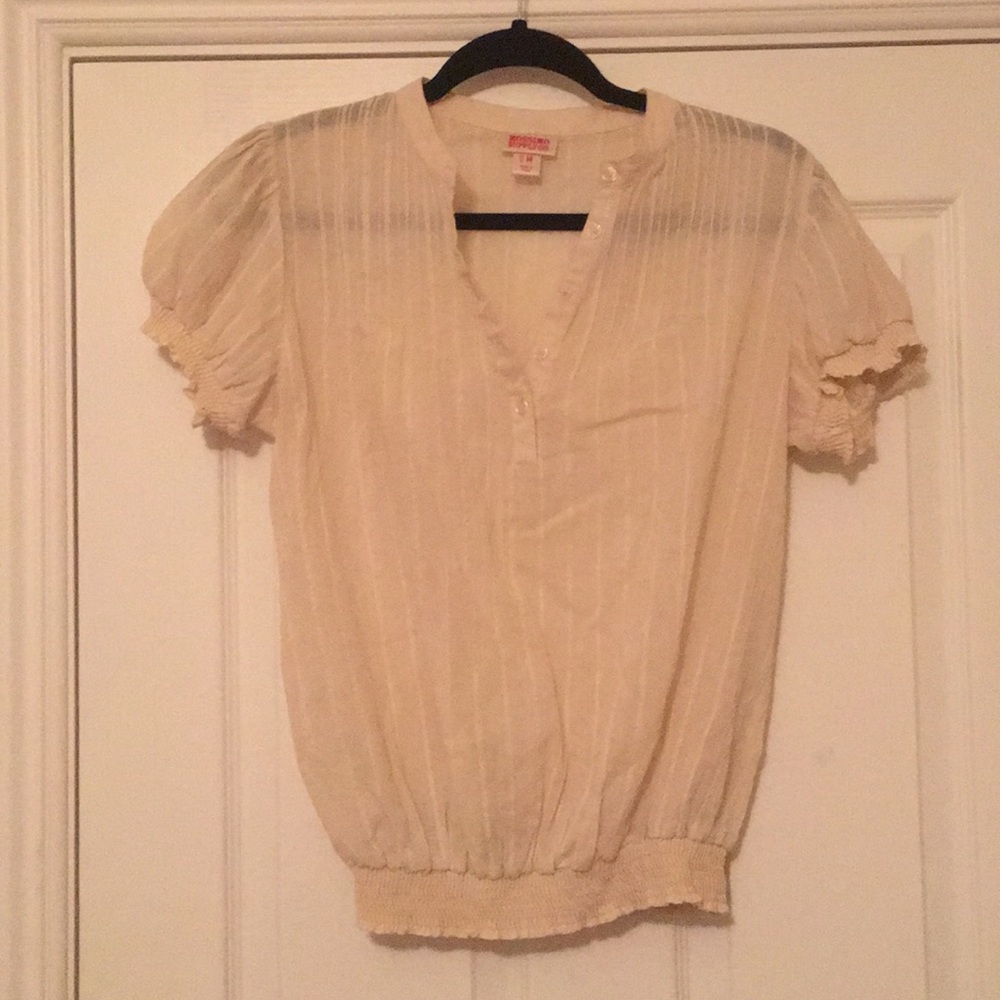 Cream Short Sleeve Blouse / Peasant Top
